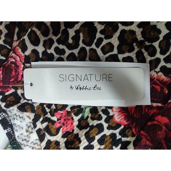 Signature by Robbie Bee Leopard and Rose Print Knee Length Dress Size XL NWT - Picture 7 of 12